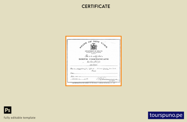 listo para imprimir plantilla de certificado de nacimiento del Departamento de 5